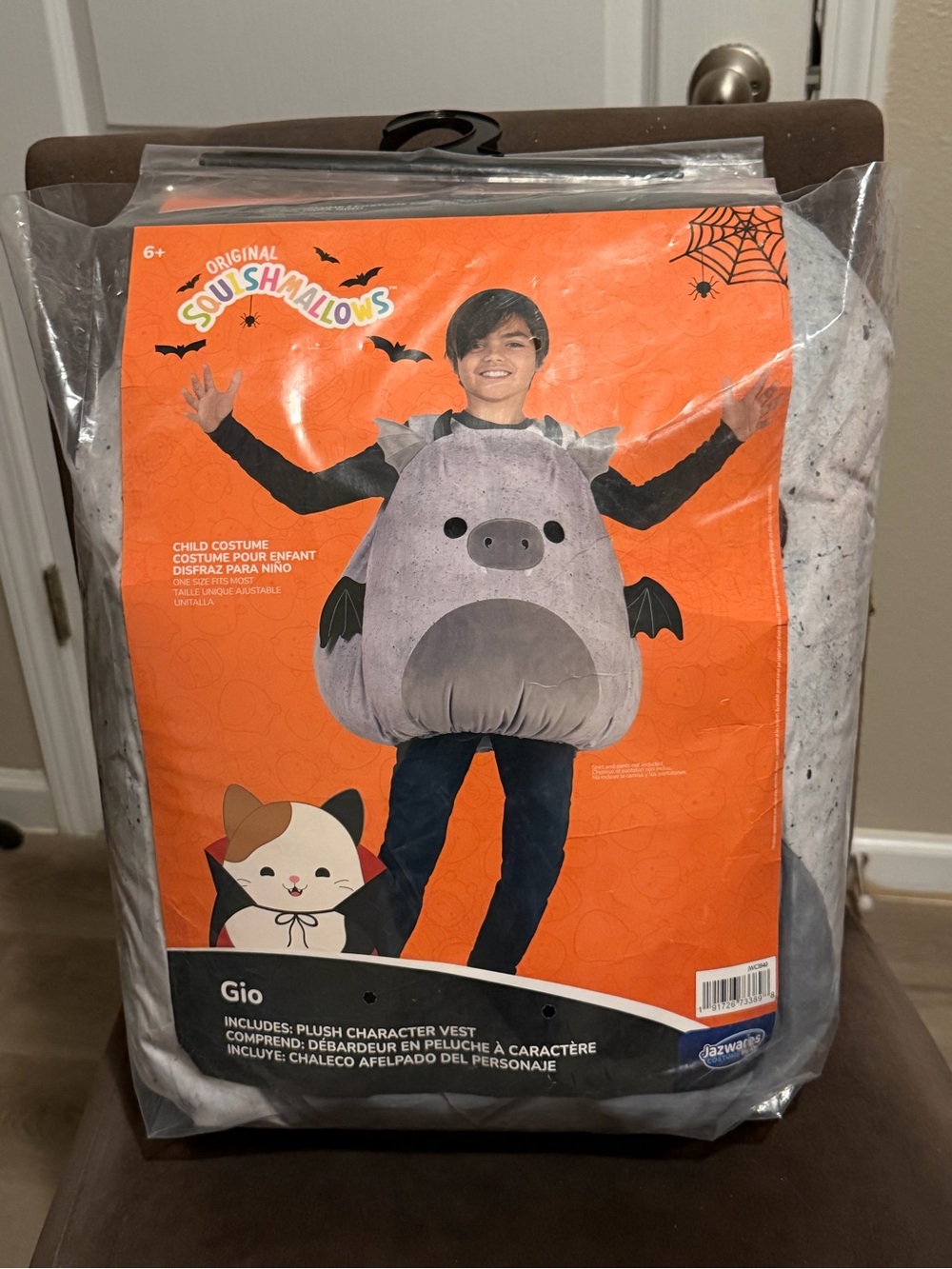 Squishmallows Gio Plush Bat Costume Vest - Gray with Black Wings